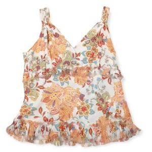 Y2K Cascade Ruffle Floral Paisley Tank Size Medium